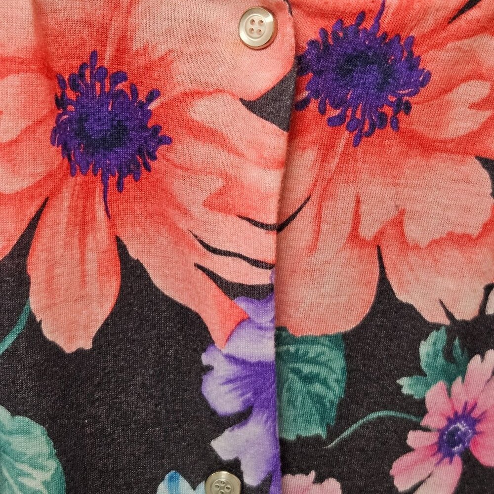 Vintage Lorraine Floral Button Down House Dress S Polyester Short Sleeve USA - Picture 9 of 10